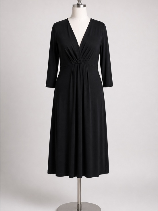 Boden Dresses & Skirts - BODEN Black Draped V-Neck Maxi Dress with 3/4 Sleeves Size 16 long